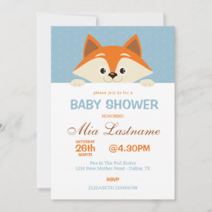 Cute Fox Baby Shower Invitation