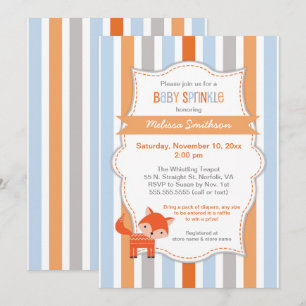 Cute Fox Baby Sprinkle Invitation, neutral gender Invitation