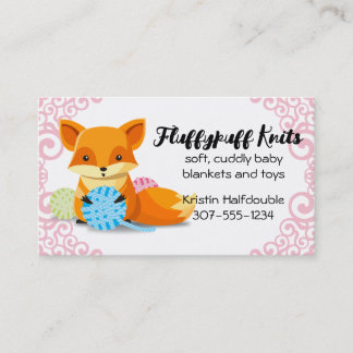 Cute fox balls of yarn knitting crochet homespun business card