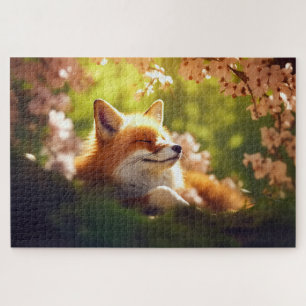 Cute Fox Basking in Spring Jigsaw Puzzle