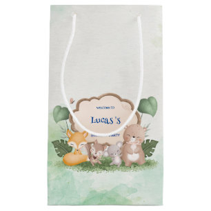 Cute Fox Bear zoo Tropical jungle Birthday party Small Gift Bag