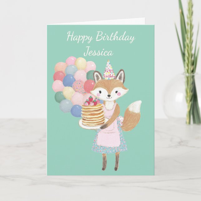 Cute Fox Birthday Card (Front)