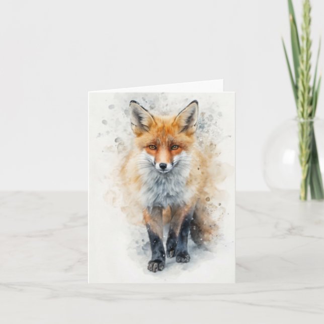 Cute Fox Blank Card (Front)