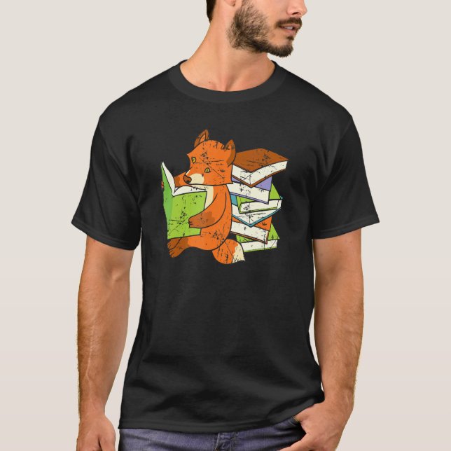 Cute Fox Book Nerd For Men Women    Animal   T-Shirt (Front)