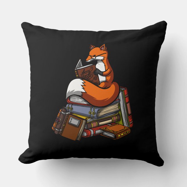 Cute Fox Book Reading Animal Cushion (Front)