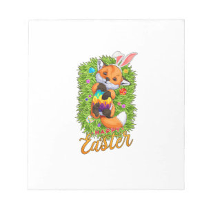 Cute Fox Bunny Ears Happy Easter Fox with Easter E Notepad