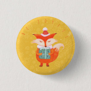 Cute Fox Christmas Button