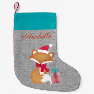 Cute Fox Christmas Personalised Small Christmas Stocking