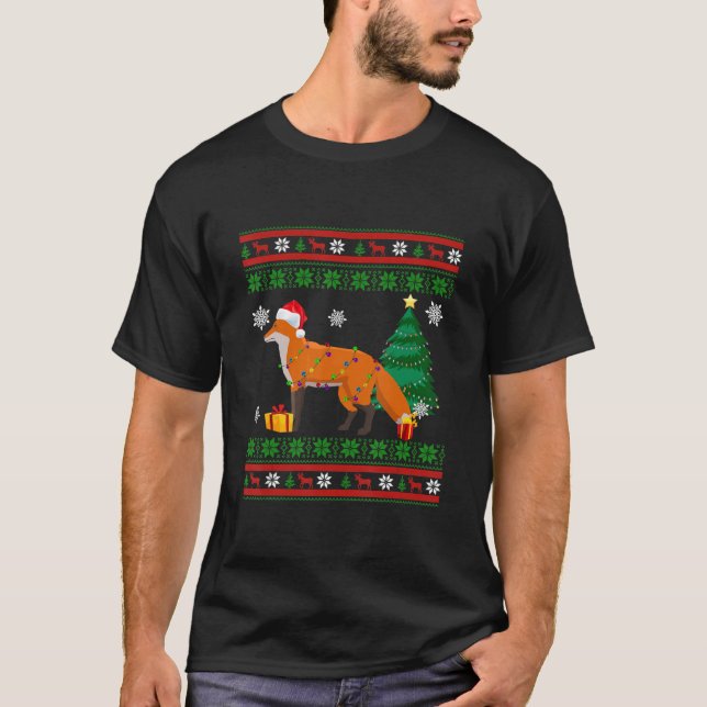 Cute Fox Christmas Sweater Decoration Santa Hat Xm (Front)