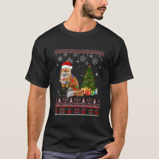 Cute Fox Christmas Tree Decoration Santa Hat Xmas  T-Shirt