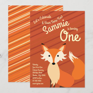 Cute Fox Colourful 1st Birthday Invitations
