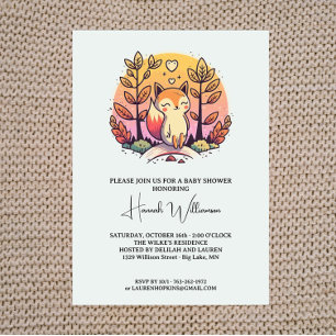Cute Fox Colourful Baby Shower Invitation