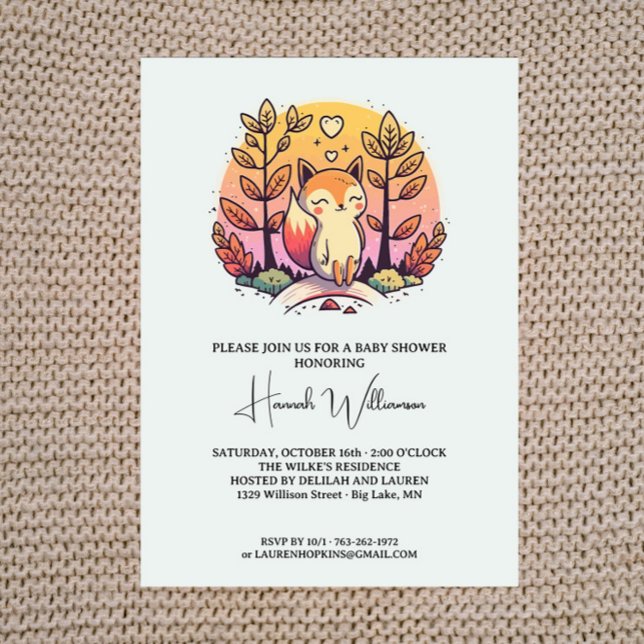 Cute Fox Colourful Baby Shower Invitation (Creator Uploaded)