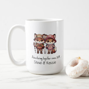 Cute Fox Couple Adventuring Together Since Hiking Coffee Mug