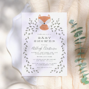 Cute Fox Cub Rustic Woodland Baby Shower  Invitation