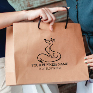 Cute Fox Custom Business, Large   Rubber Stamp