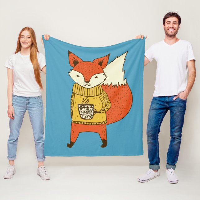 Cute Fox custom colour fleece blankets (In Situ)