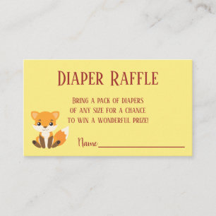 Cute Fox Diaper Raffle Enclosure Card