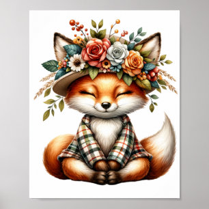 Cute fox doing zen poster