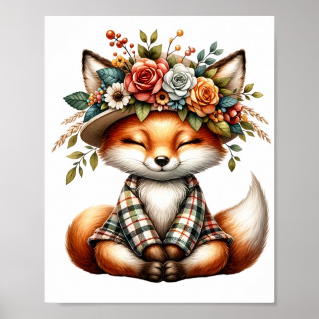 Cute fox doing zen poster (Front)