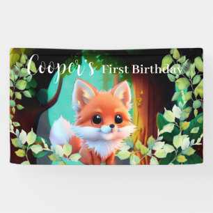 Cute fox drawing woodland animals forest friends  banner