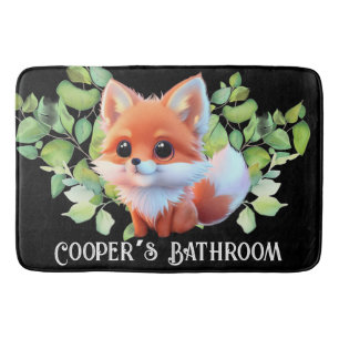 Cute fox drawing woodland animals forest friends  bath mat