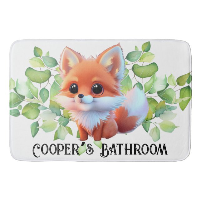 Cute fox drawing woodland animals forest friends  bath mat (Front)