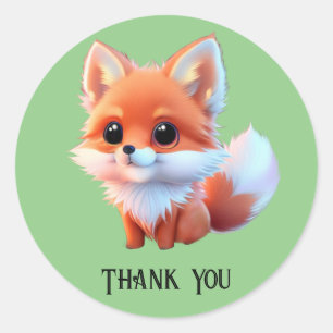 Cute fox drawing woodland animals forest friends  classic round sticker