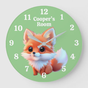 Cute fox drawing woodland animals forest friends  large clock