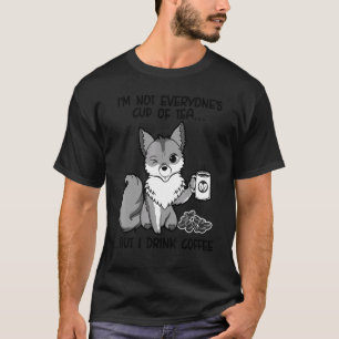 Cute Fox Drinking Coffee  Fox Animal  Furry 3 T-Shirt