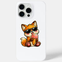 Cute Fox Eating Ice Cream With Sunglasses