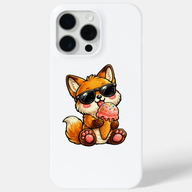 Cute Fox Eating Ice Cream With Sunglasses Case-Mate iPhone Case (Back)