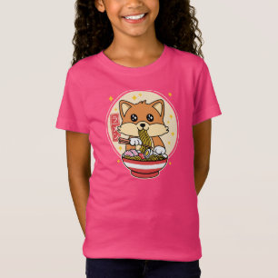 Cute Fox Eating Ramen Kawaii Japanese Food Gift T-Shirt