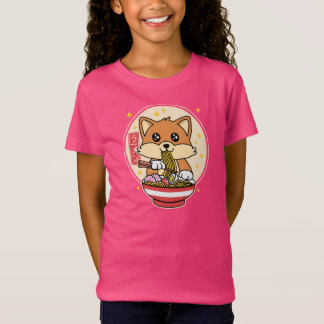 Cute Fox Eating Ramen Kawaii Japanese Food Gift T-Shirt