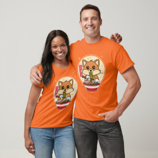 Cute Fox Eating Ramen Kawaii Japanese Food Gift T-Shirt