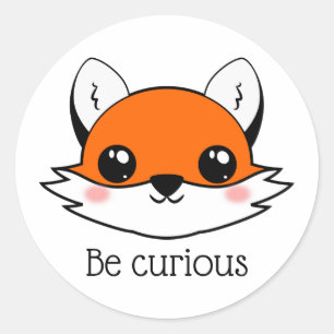 Cute Fox Face Be Curious Classic Round Sticker