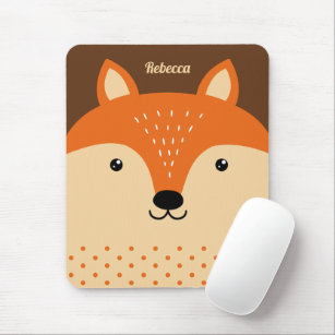 Cute Fox Face Personalised Name Mouse Mat