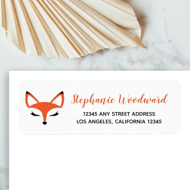Cute Fox Face Script Return Address Label (Creator Uploaded)