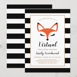 Cute Fox Face Virtual Baby Shower Invitation
