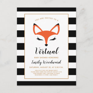 Cute Fox Face Virtual Baby Shower Invitation Postcard