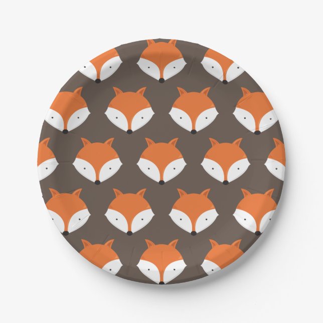Cute Fox Face Woodland Animal  Paper Plate (Front)