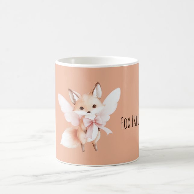 Cute Fox Fairy Pink Wings Coffee Mug (Center)
