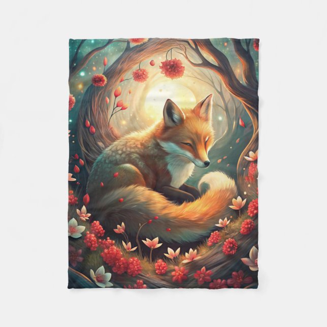 Cute Fox Fleece Blanket (Front)