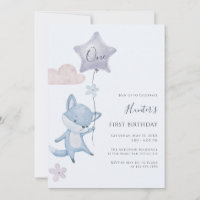 Cute Fox Flying Balloon Boy First Birthday Party