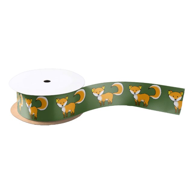 cute fox forest animal cartoon satin ribbon (Spool)