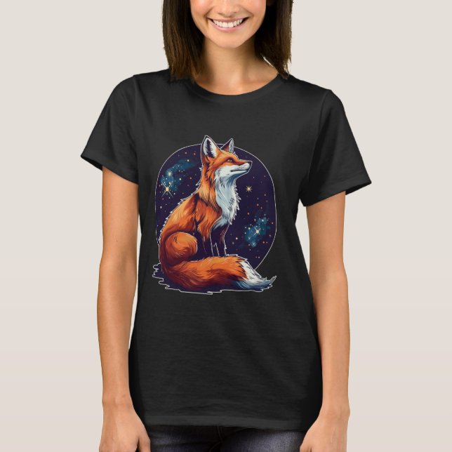Cute Fox Forest Animals Stars Fox T-Shirt (Front)