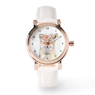 Cute Fox Girly Wildlife Animals Ladies Watercolor Watch