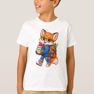 Cute Fox Glasses Backpack Books - cute kids T-Shirt
