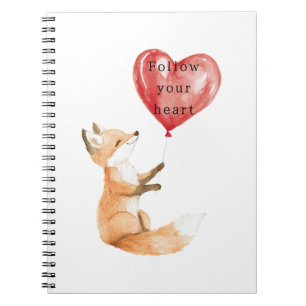 Cute Fox Heart Balloon Notebook