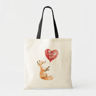 Cute Fox Heart Balloon Tote Bag